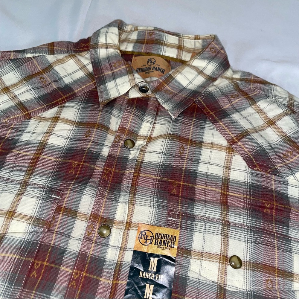 RedHead Men's Casual Plaid Shirt - Brown and Cream‎
